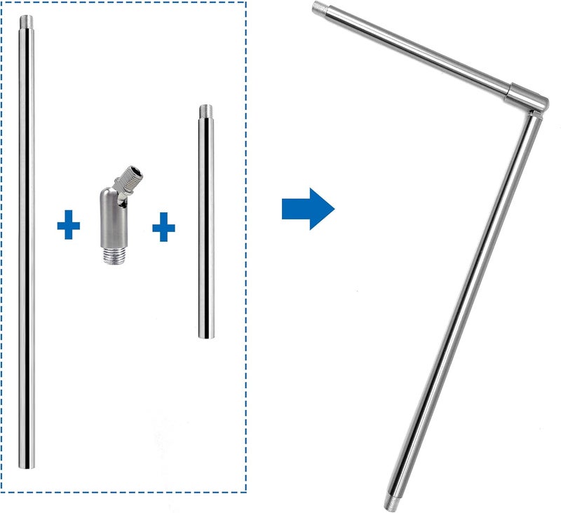 ECUDIS Pendant Stem Extension Rod Kit 3/8 Threaded Downrods with 180 Degrees Ceiling Sloped Adapter Washers and Nut for Lighting Fixture, Brushed Nickel, 12 Inch and 6 Inch - Image 3